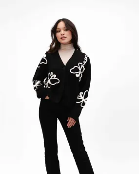 243B91 Knit Cardigan - Black Butterfly