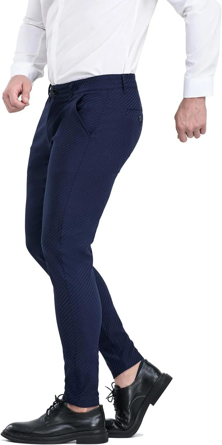ALLELMS Mens Chinos Slim Fit Stretch Flat-Front Skinny Dress Pants