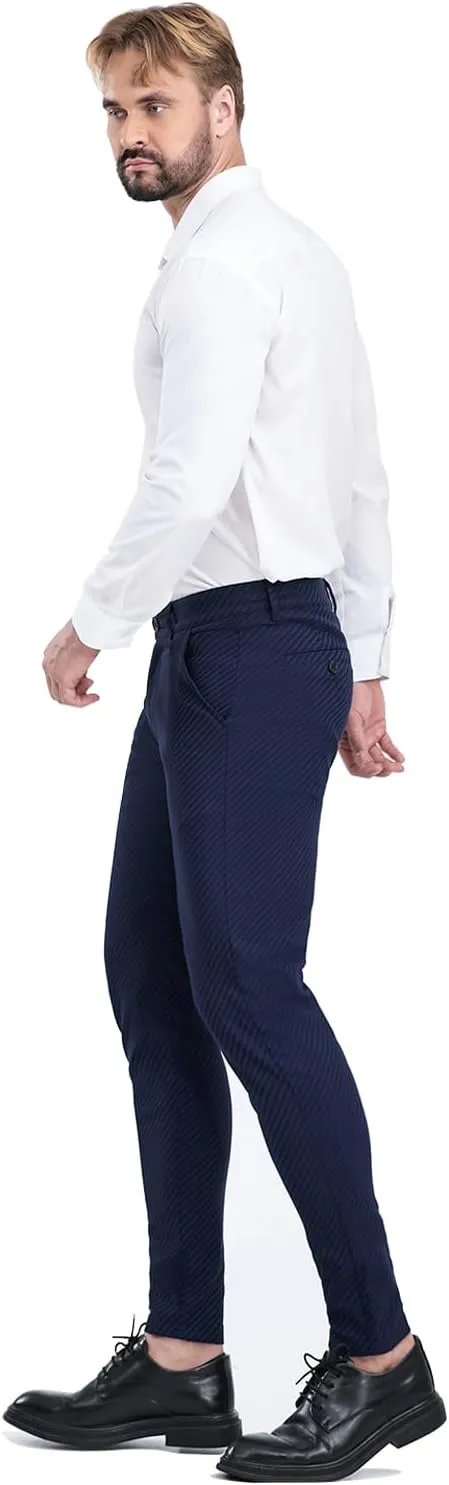 ALLELMS Mens Chinos Slim Fit Stretch Flat-Front Skinny Dress Pants