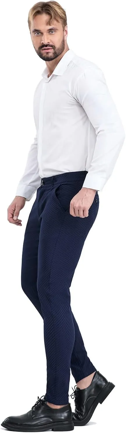ALLELMS Mens Chinos Slim Fit Stretch Flat-Front Skinny Dress Pants