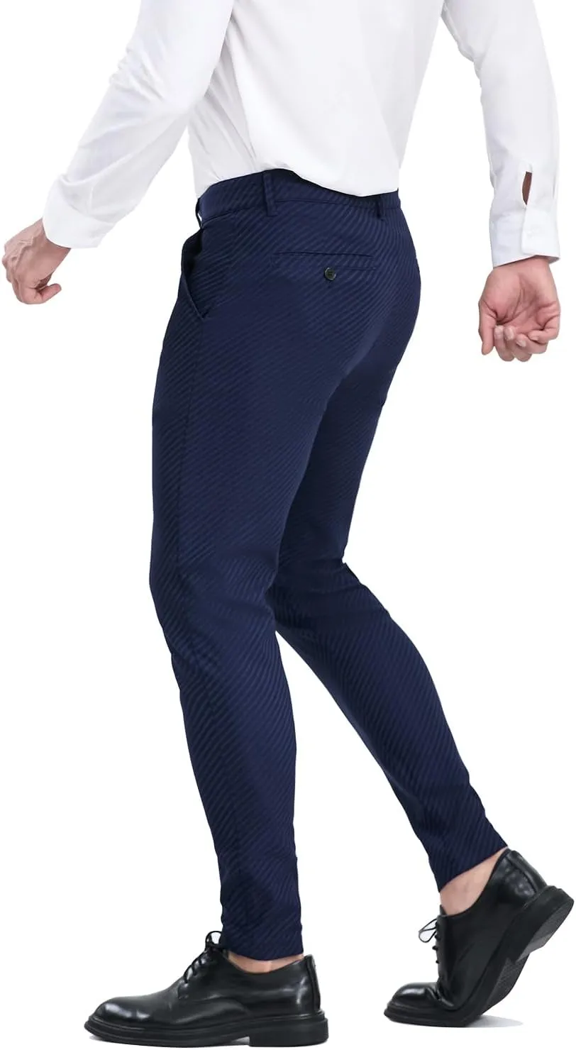 ALLELMS Mens Chinos Slim Fit Stretch Flat-Front Skinny Dress Pants