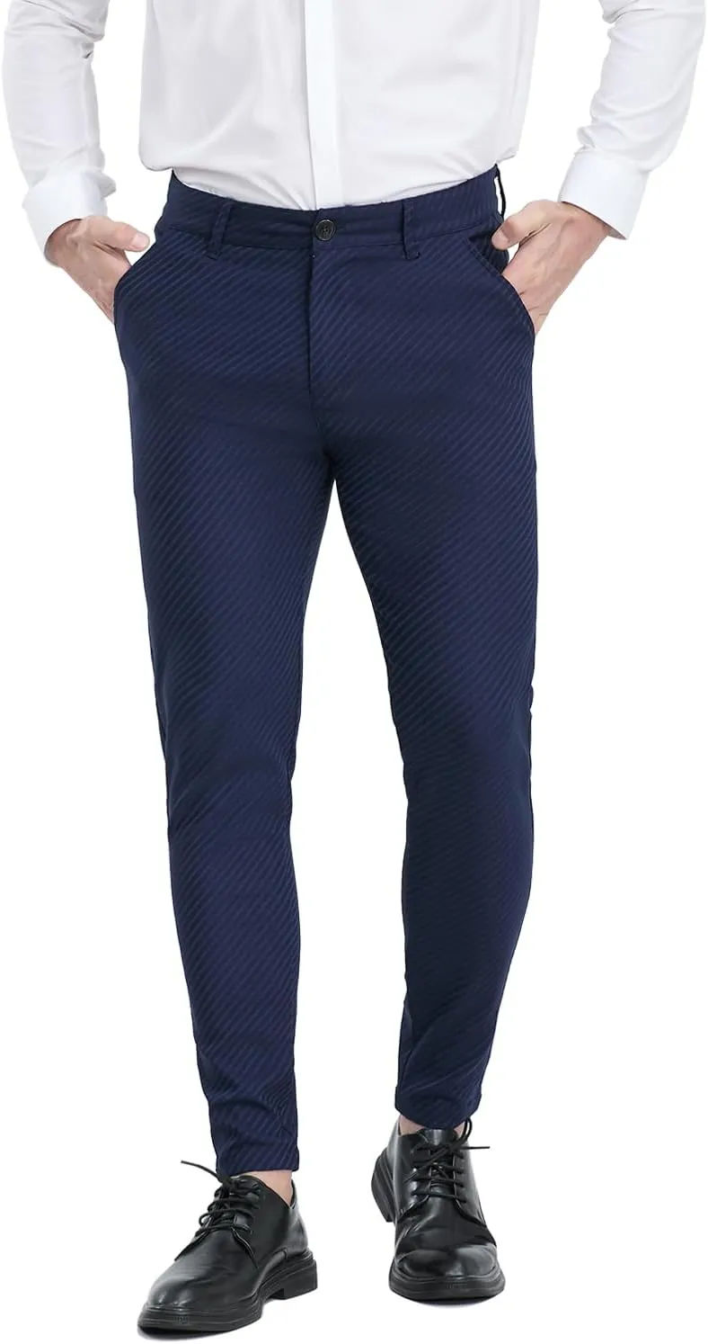 ALLELMS Mens Chinos Slim Fit Stretch Flat-Front Skinny Dress Pants