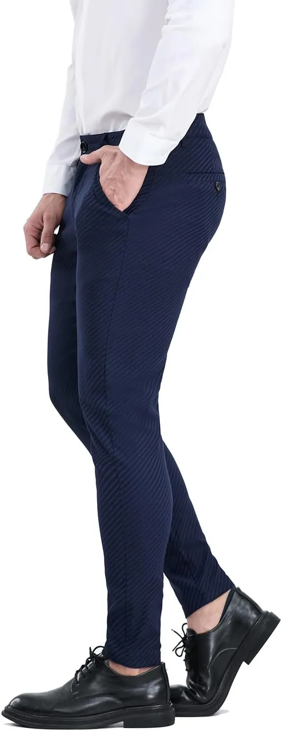 ALLELMS Mens Chinos Slim Fit Stretch Flat-Front Skinny Dress Pants