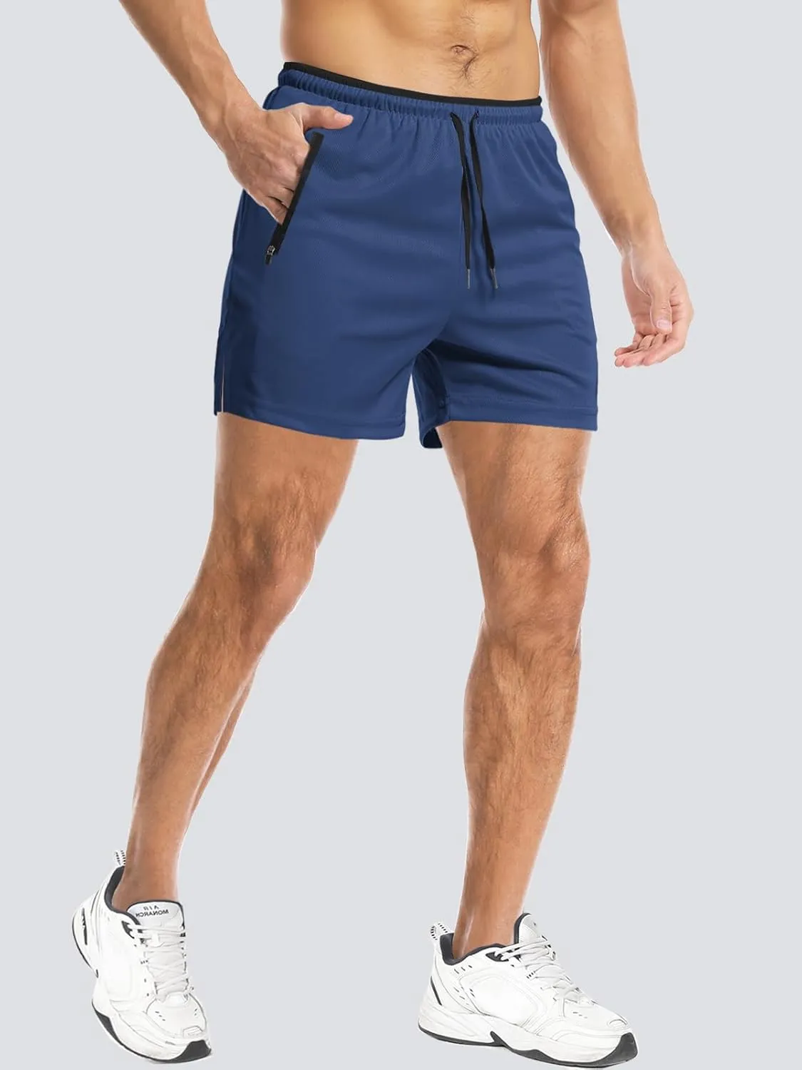 Aolesy Mens Workout Shorts 5"/7"/9" with Zip Pockets Quick Dry Lightweight Gym Athletic Shorts Linerless Running Shorts