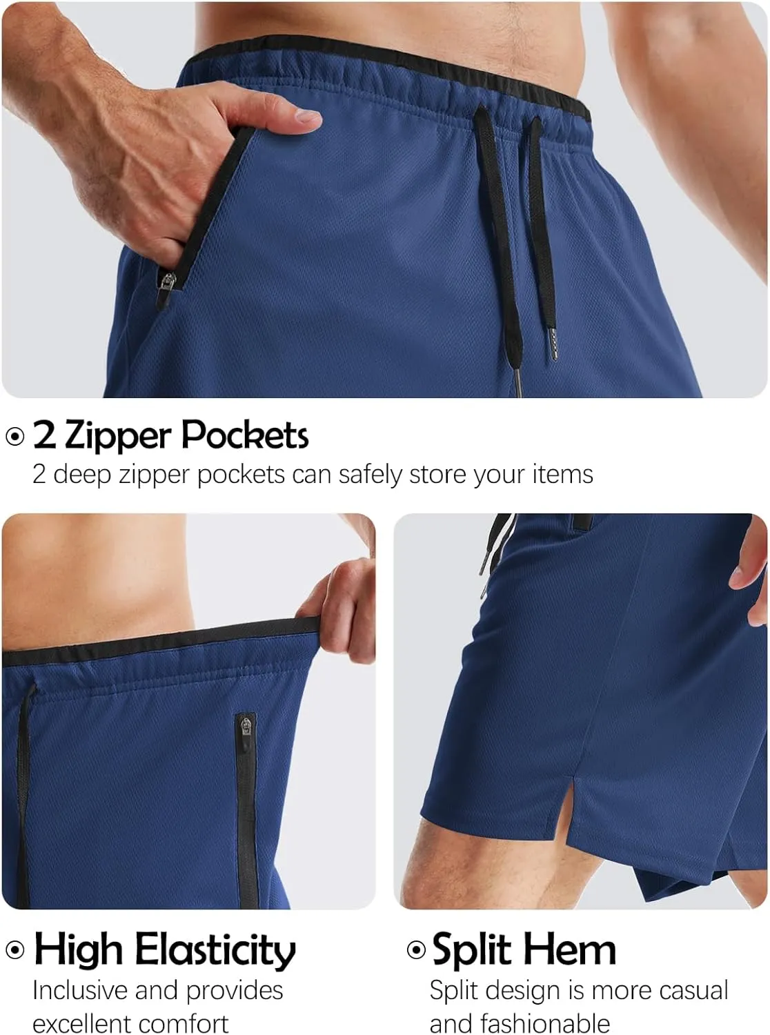 Aolesy Mens Workout Shorts 5"/7"/9" with Zip Pockets Quick Dry Lightweight Gym Athletic Shorts Linerless Running Shorts