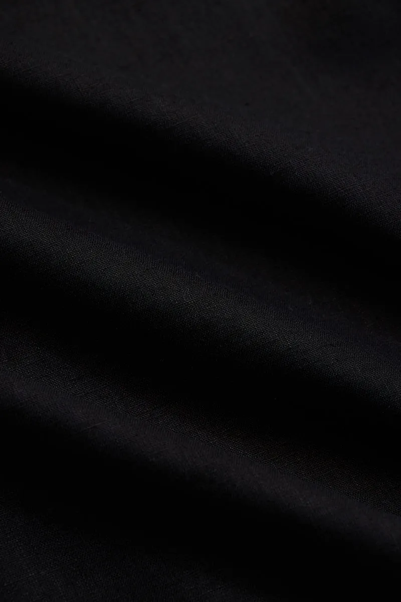 Black Relaxed Fit Linen Blend Shirt