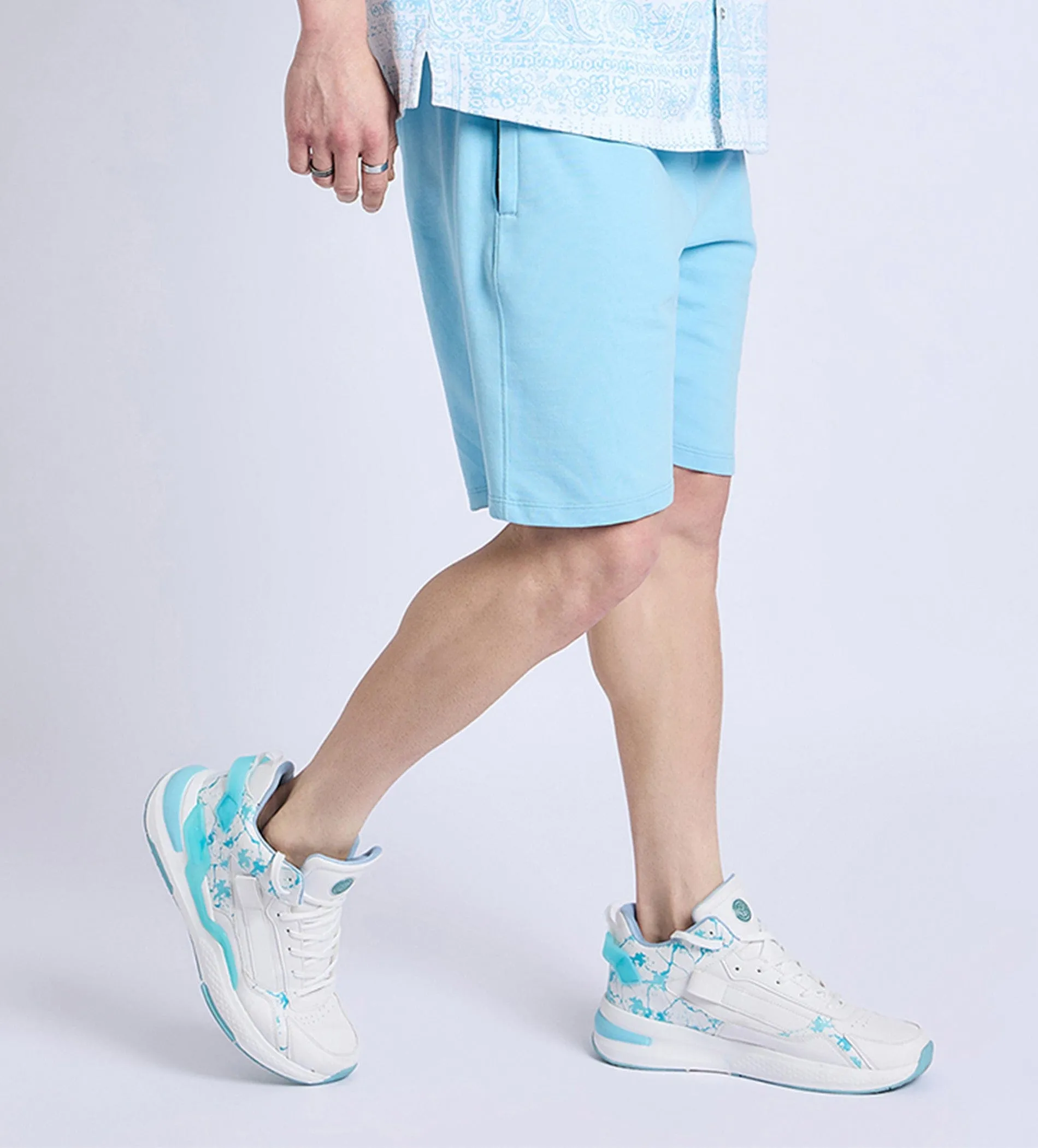 Blue Airy Bandana Shorts For Men