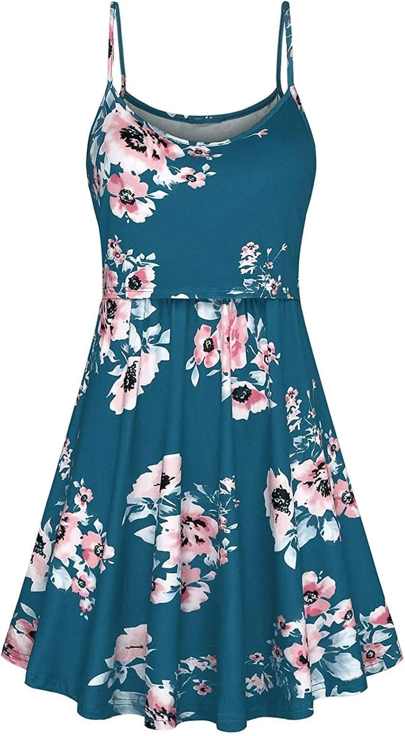 Breastfeeding Dress for Women Summer Sleeveless Maternity Nursing Dress Spaghetti Strap Floral Nursing Dress