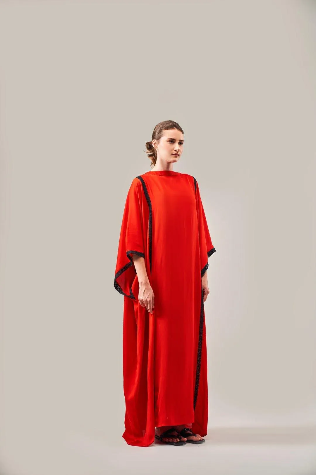 COLOURBLOCKED FLOWY KAFTAAN DRESS