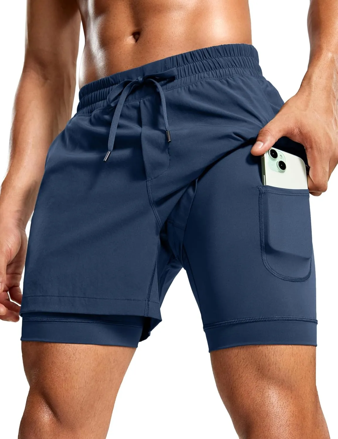 CRZ YOGA 2 in 1 Mens Athletic Shorts 5'' with Liner Quick Dry Lightweight for Running Sports Gym with Pockets