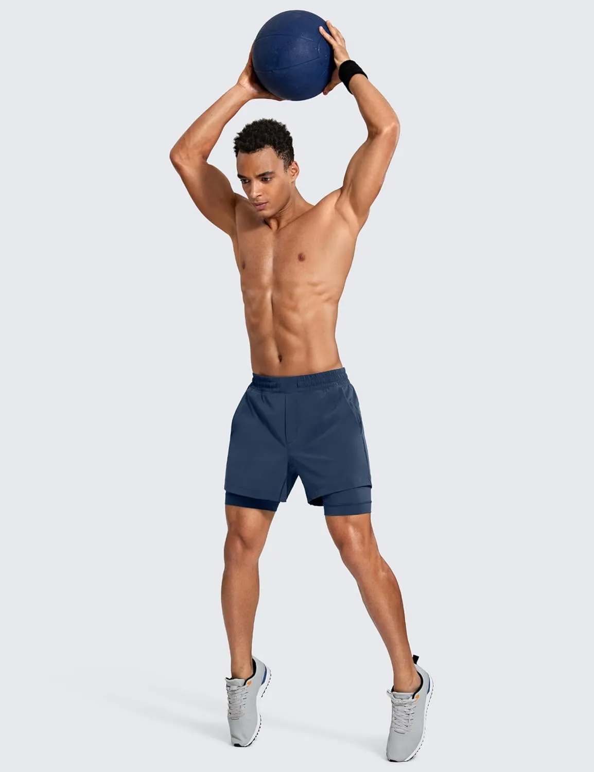 CRZ YOGA 2 in 1 Mens Athletic Shorts 5'' with Liner Quick Dry Lightweight for Running Sports Gym with Pockets