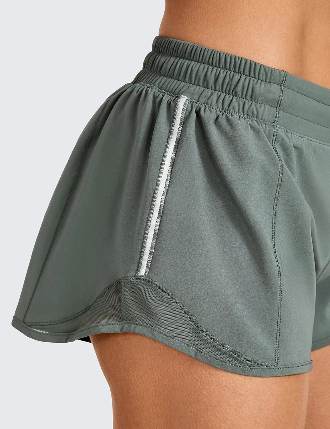 CRZ YOGA Athletic Shorts for Women with Zip Pocket, 2.5" Mid Waist Mesh Liner Shorts for Running Gym Workout