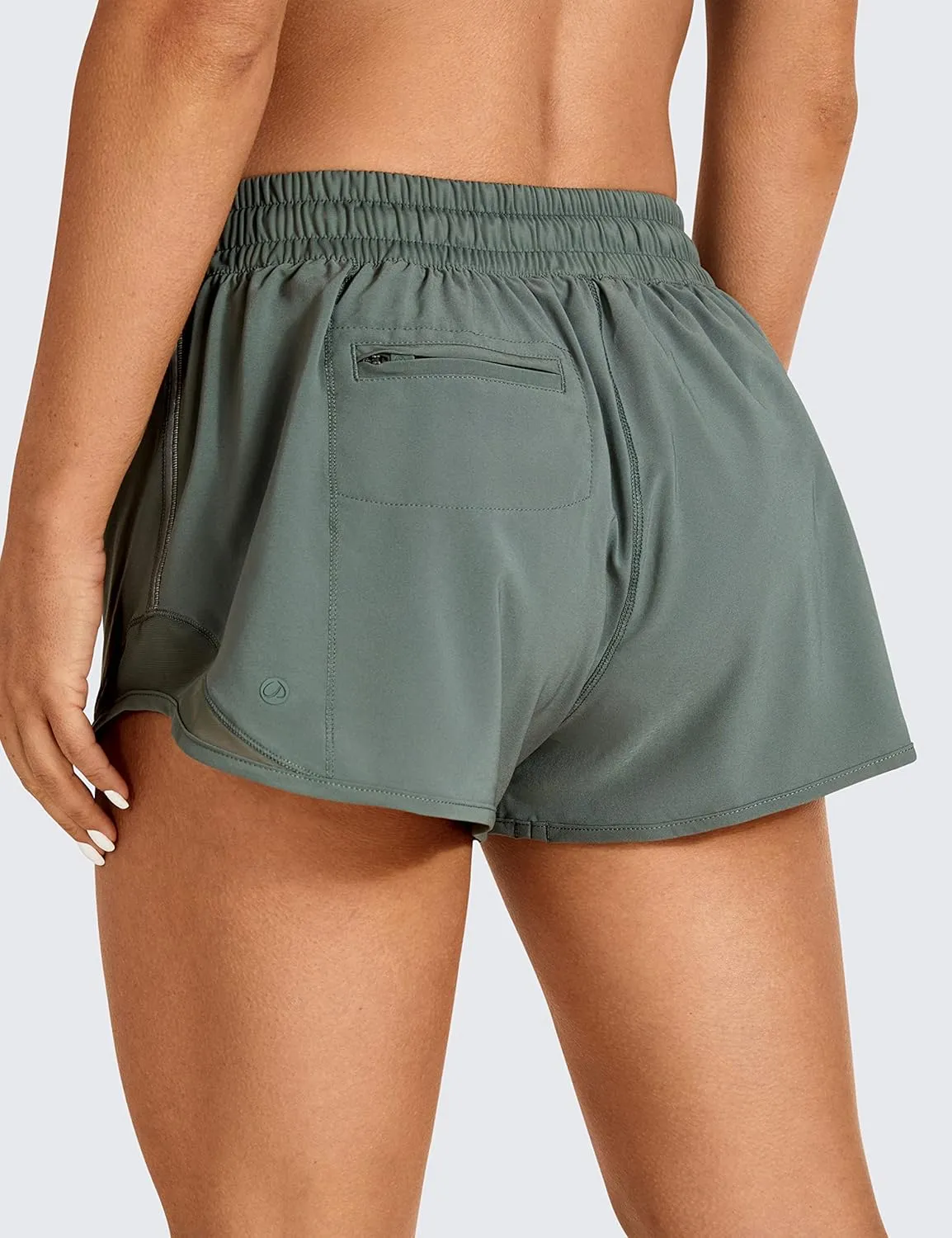 CRZ YOGA Athletic Shorts for Women with Zip Pocket, 2.5" Mid Waist Mesh Liner Shorts for Running Gym Workout