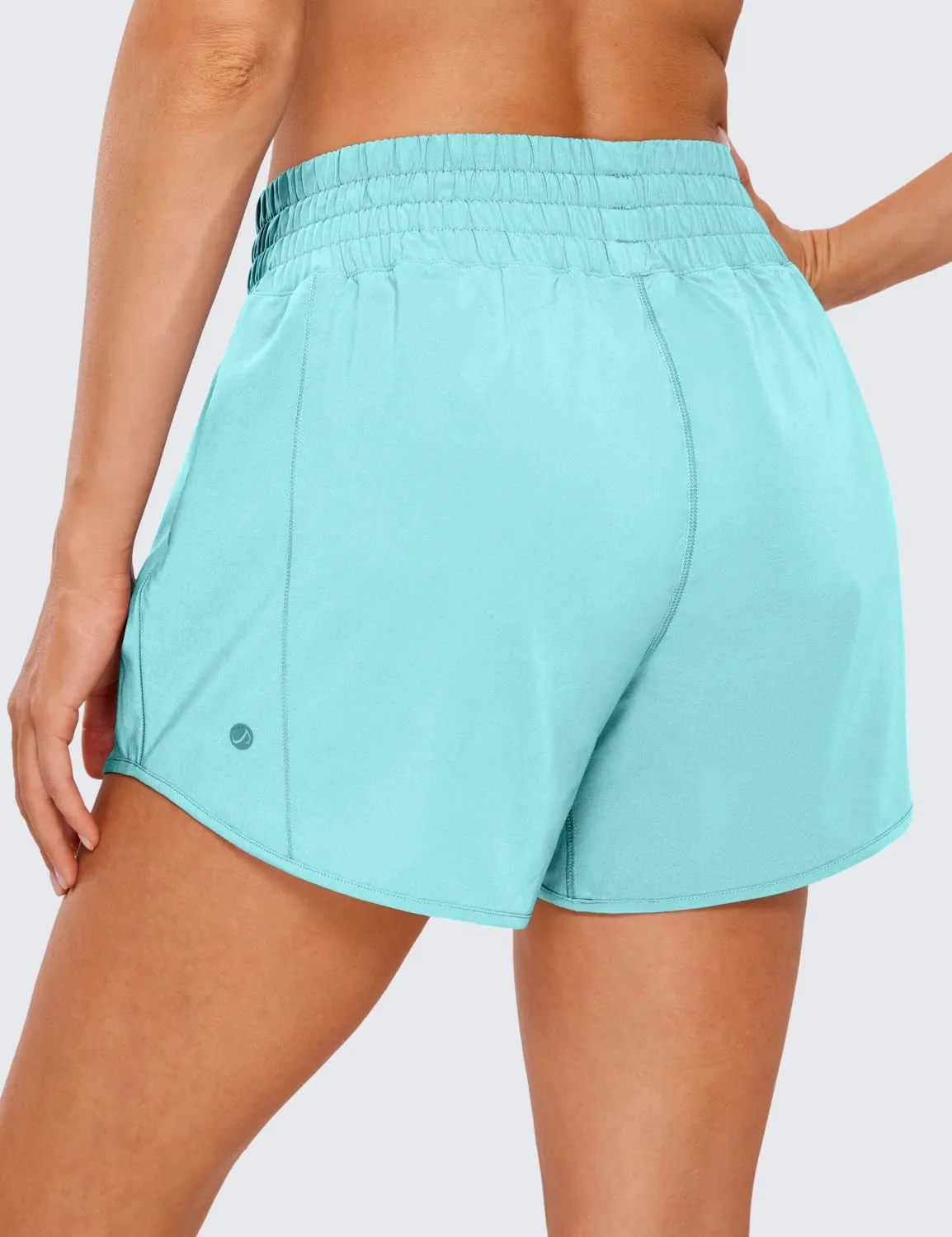 CRZ YOGA Womens High Waisted Running Shorts 4'' - Mesh Liner Lightweight Gym Sport Athletic Workout Shorts with Zipper Pocket