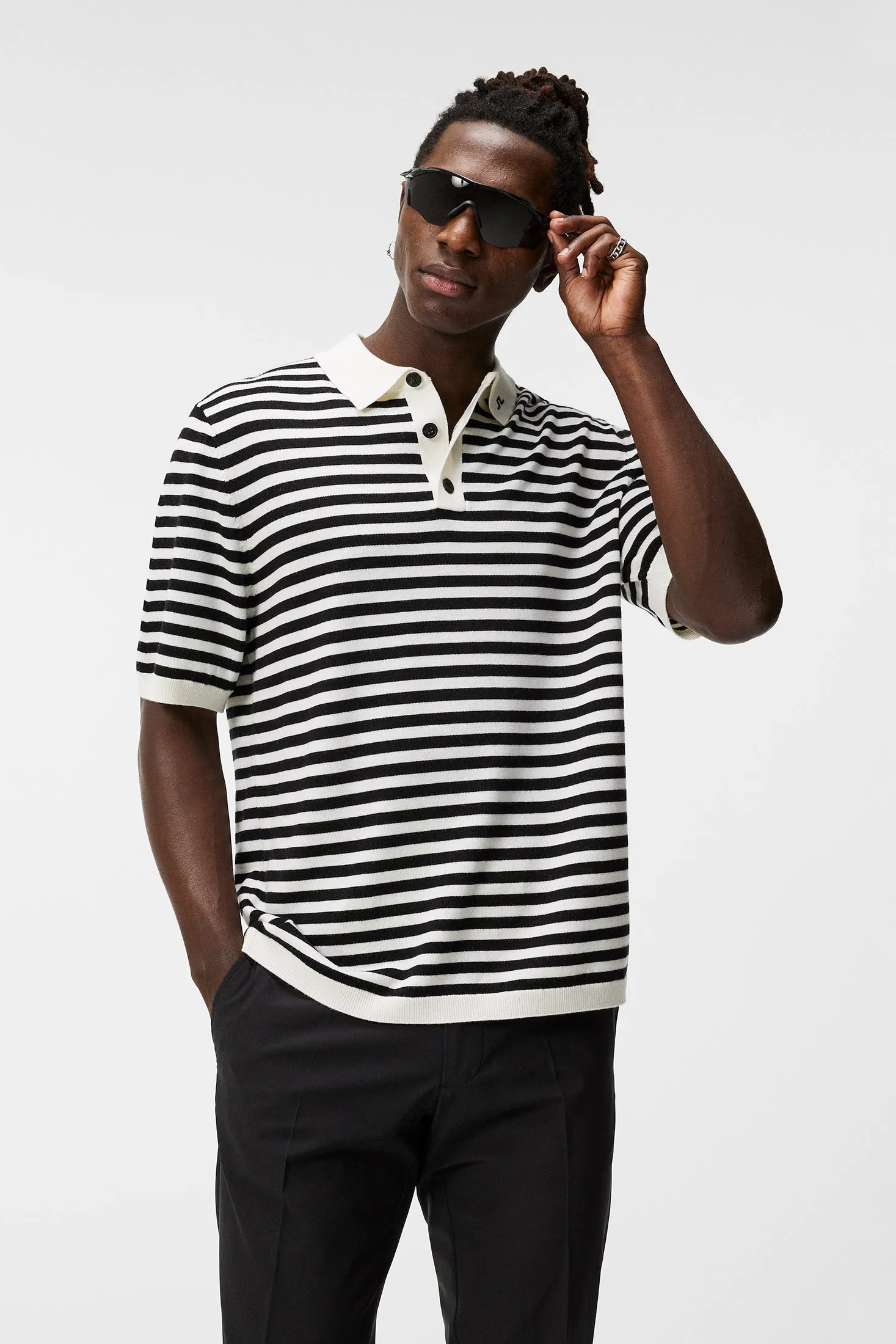 Darrell Stripe Loose Polo / Black
