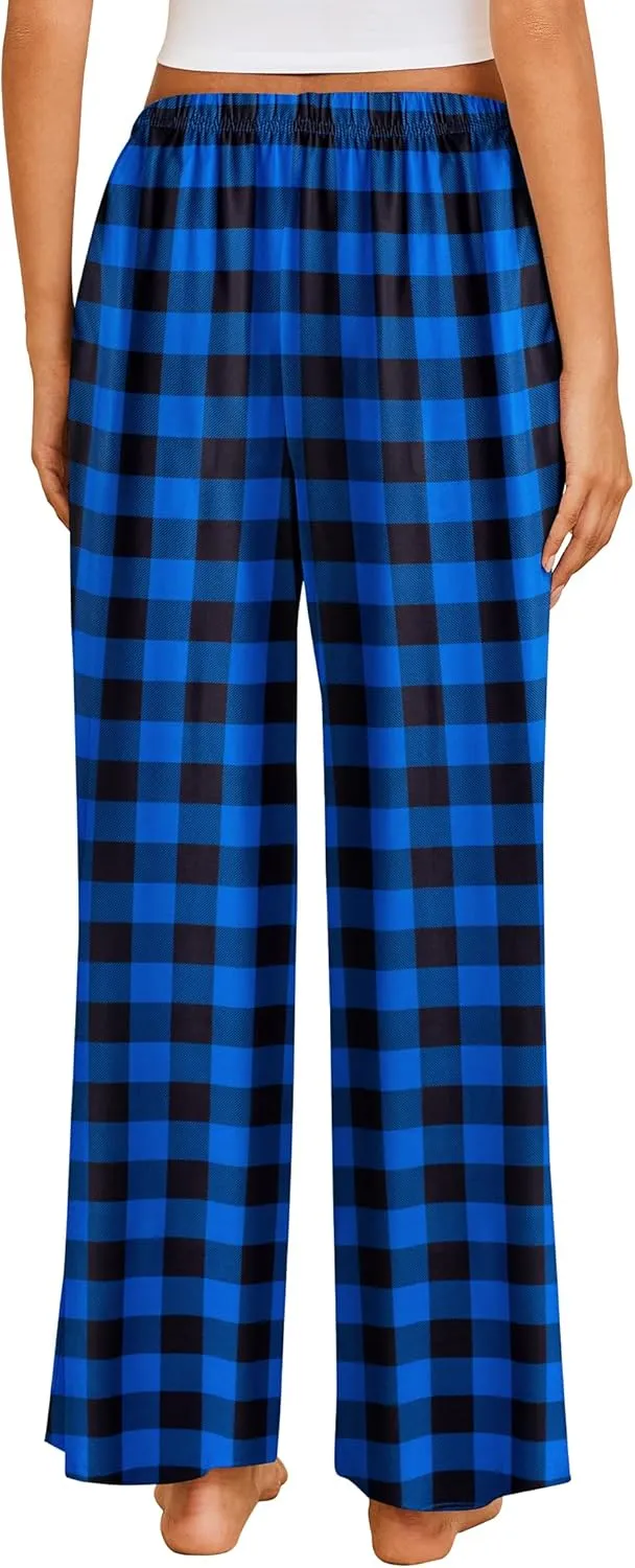 Ekouaer Pajama Pants for Women Soft Comfy Pajama Bottoms Casual Stretch Wide Leg Pants with Pockets