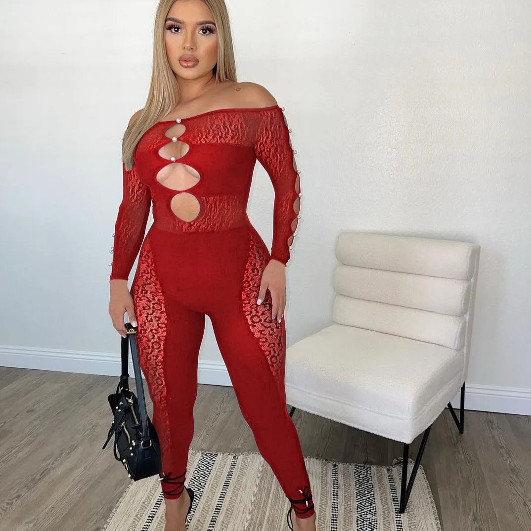 Elegant Off Shoulder Cuts Jumpsuit