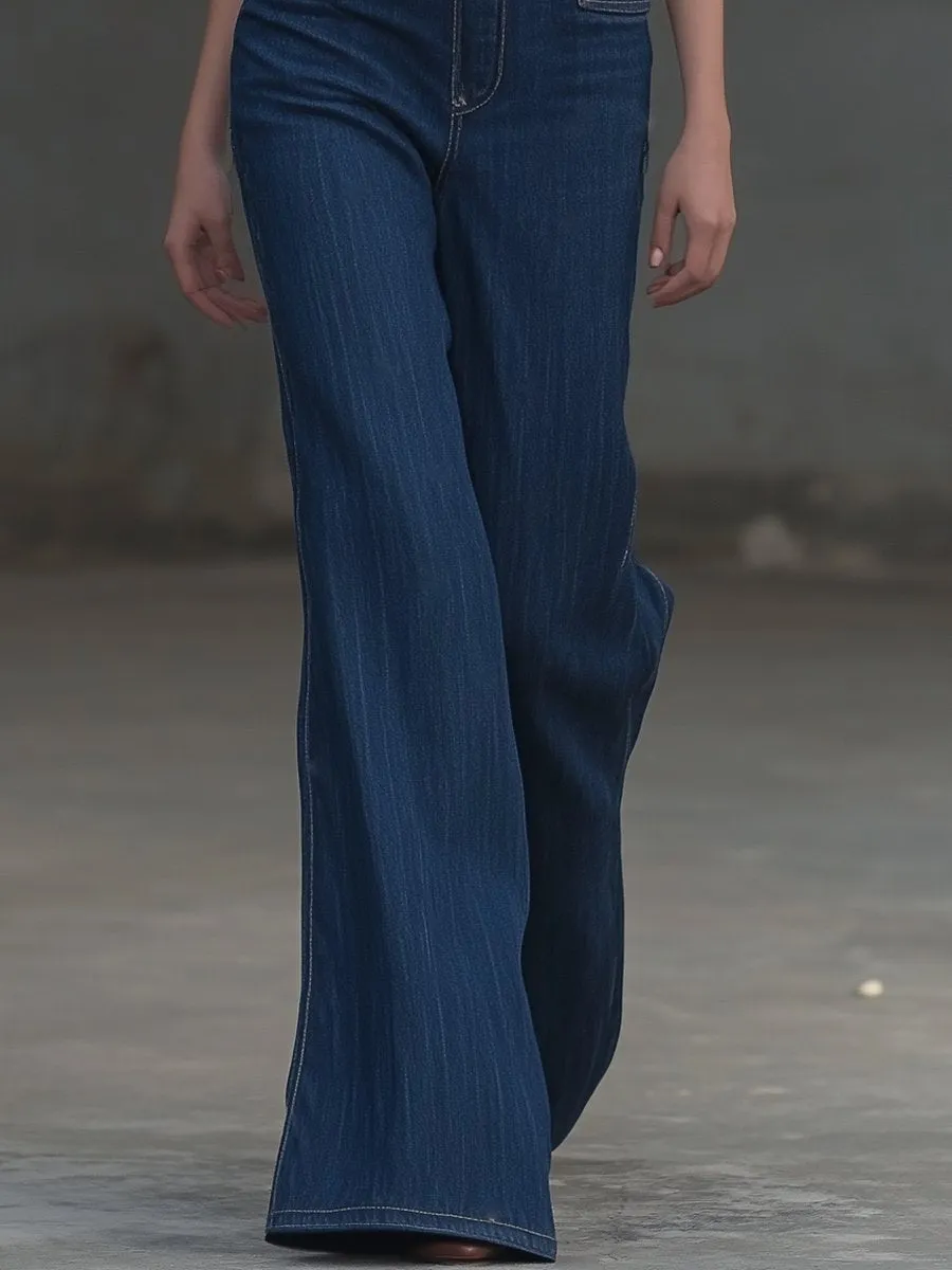 Elegant One-shoulder Sleeveless Denim Jumpsuit