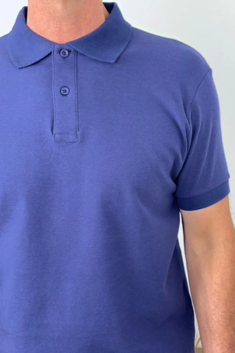 Enfari Navy Men's Polo Tops 100% Cotton