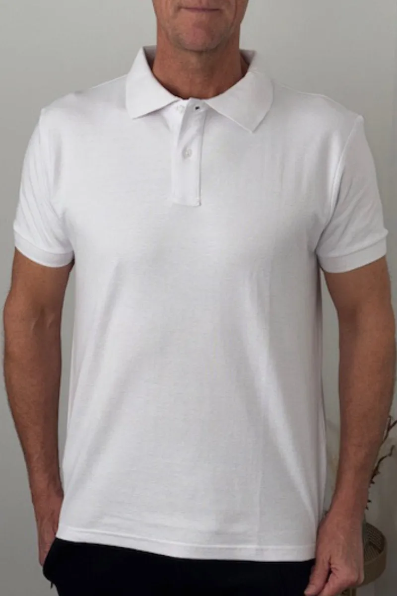Enfari White Men's Polo Tops 100% Cotton
