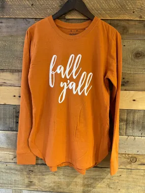 Fall Y'all Melange Long Sleeve Tee