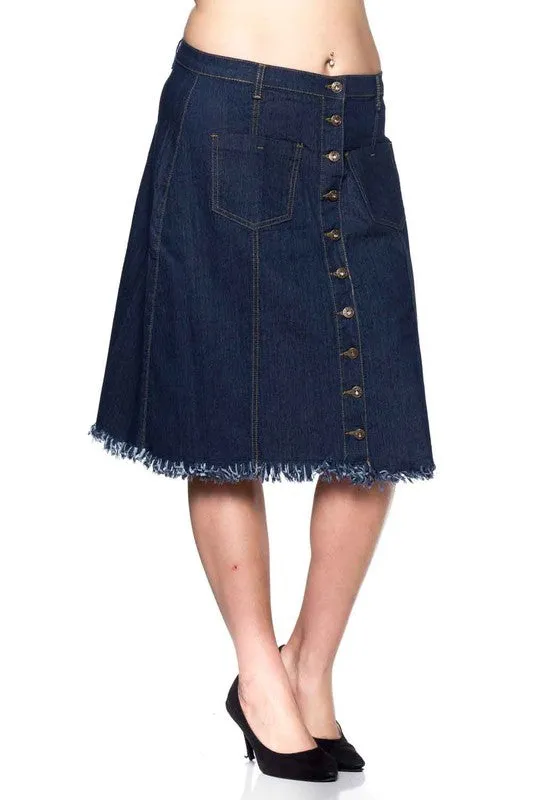Frayed Denim Skirt
