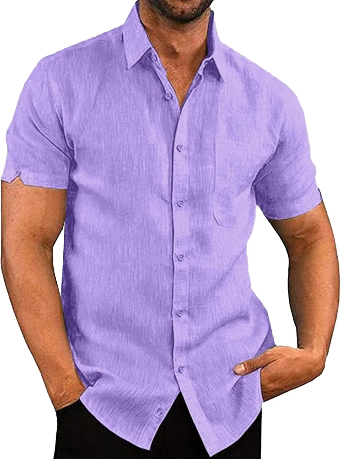Men Single Breasted Casual Street T Shirt Solid Lapel Daily Cardigan Tops Summer Classic Breathable Beach Shirts