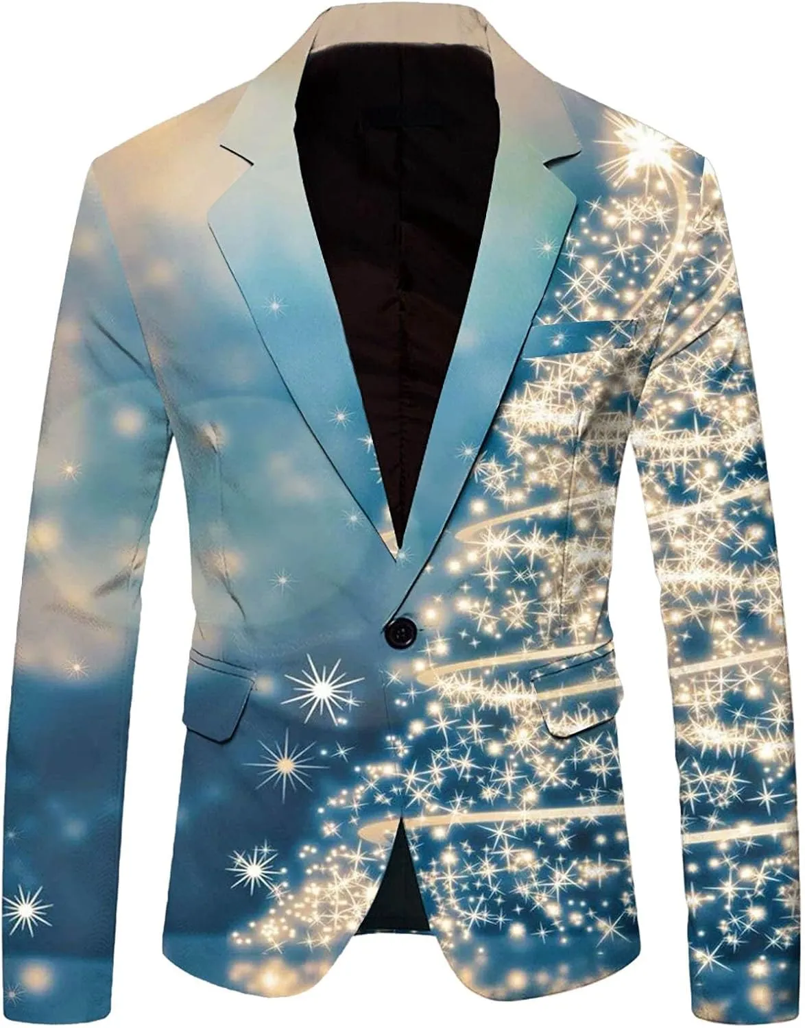 Mens Chirstmas Blazers Jacket Funny Light Up Xmas Suit Jackets Holiday Party Blazer Casual Business One Button Blazer