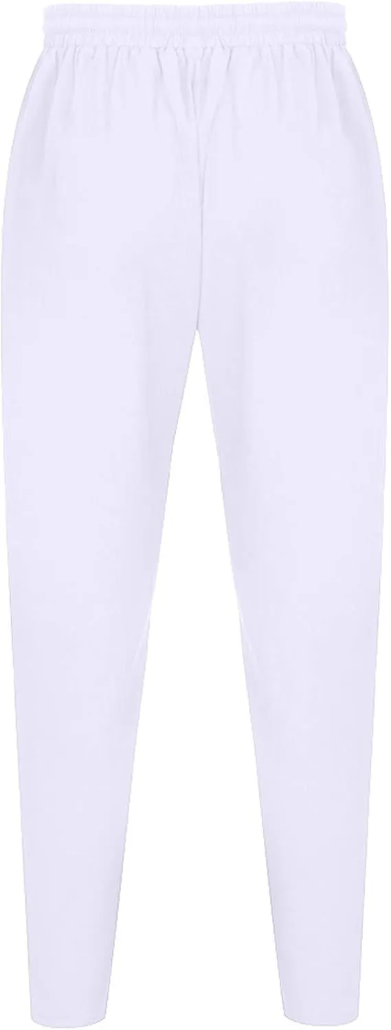 Mens Linen Pants Summer Elastic Waist Beach Pants Drawstring Holiday Tapered Boho Trousers Pants with Pockets