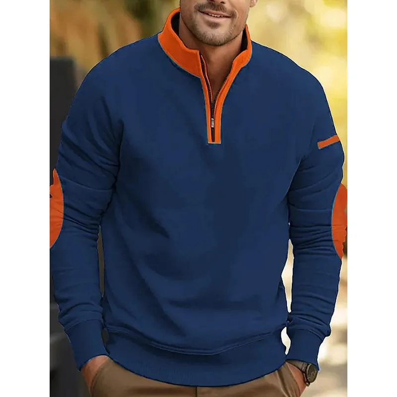 Men's Long Sleeve Color Block Polo Shirt 46386332L