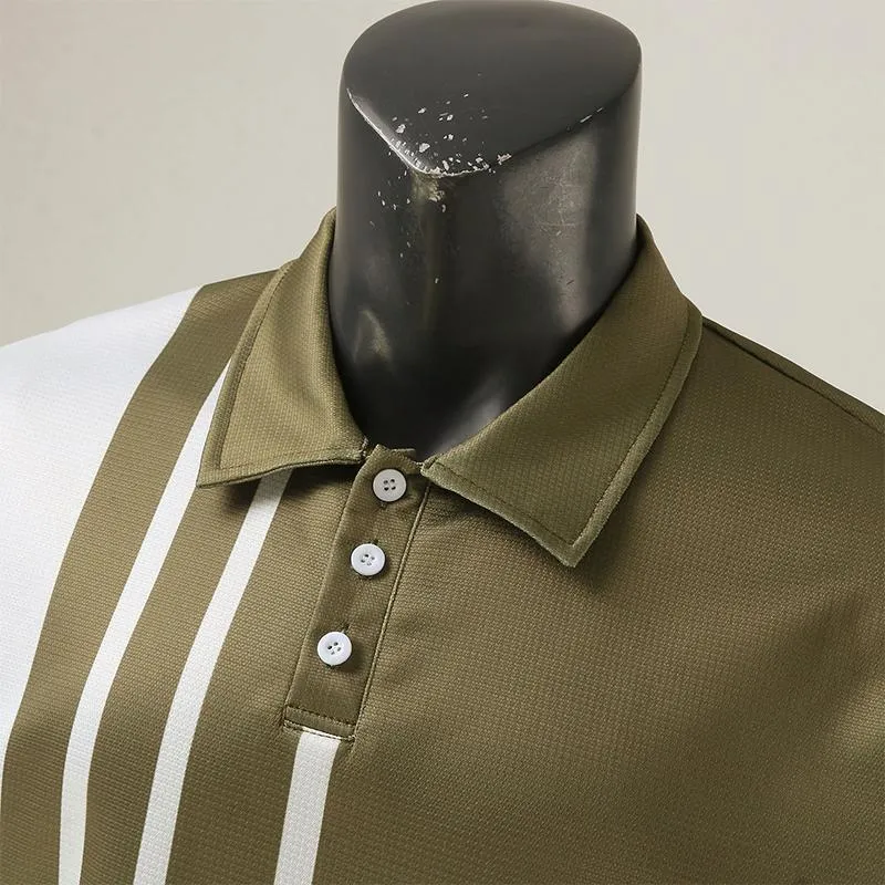 Men's Waffle Color Block Short Sleeve Polo Shirt 99935799YM