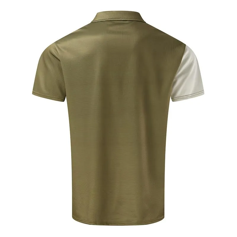 Men's Waffle Color Block Short Sleeve Polo Shirt 99935799YM