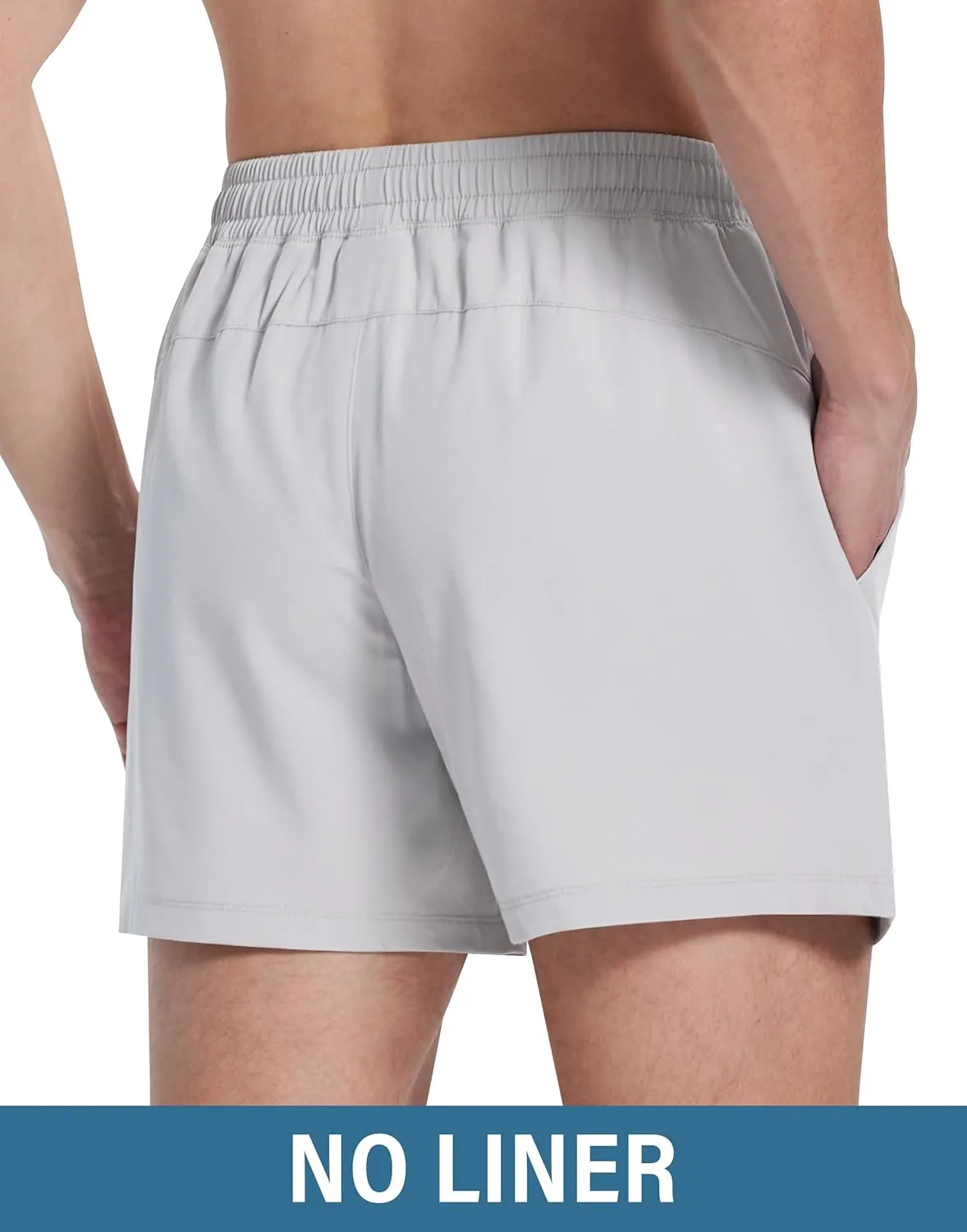 Mens Workout Athletic Shorts 5" with Zipper Pockets Linerless Quick Dry Stretch Lightweight Gym Running Shorts