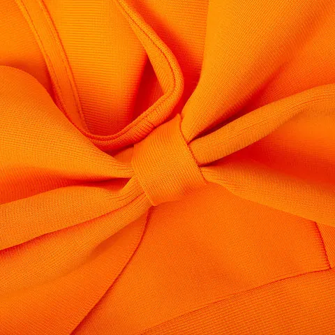 MONROE ORANGE ONE OFF SHOULDER MIDI DRESS