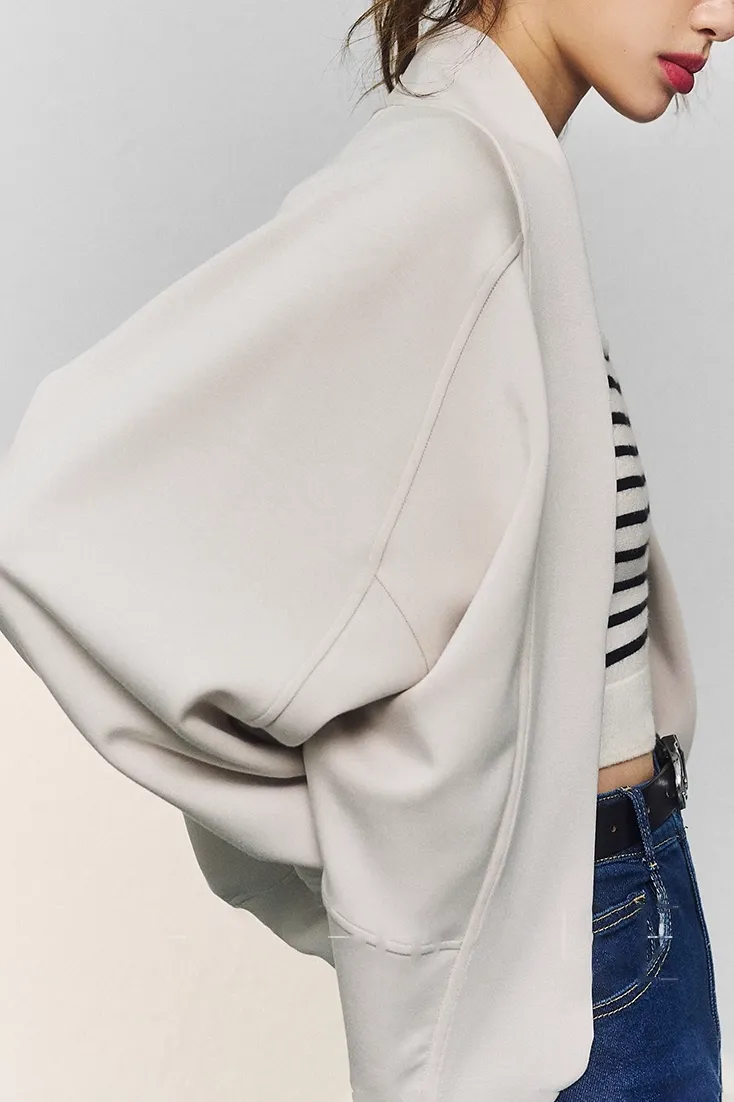 Open Front Cropped Kimono Cardigan