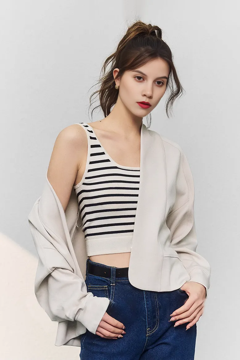 Open Front Cropped Kimono Cardigan