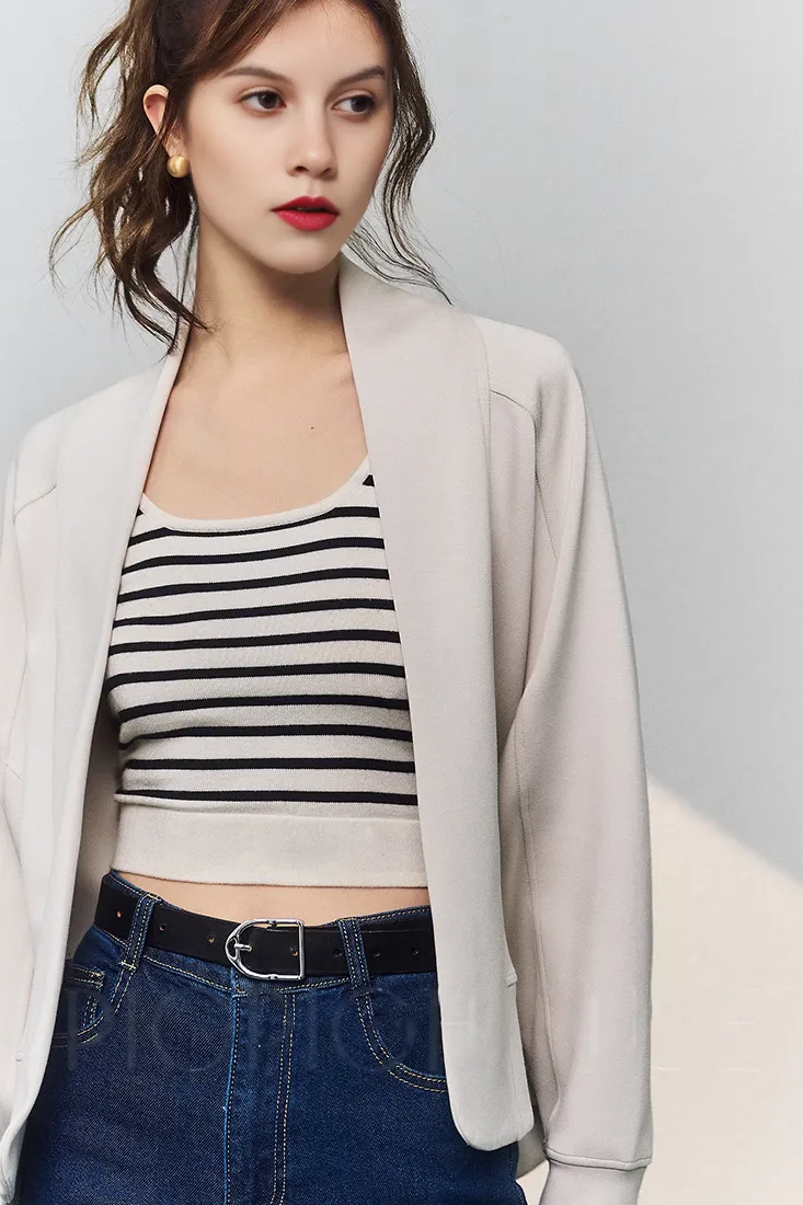 Open Front Cropped Kimono Cardigan