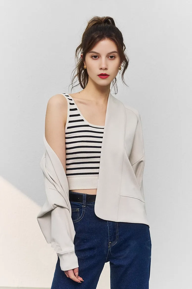 Open Front Cropped Kimono Cardigan