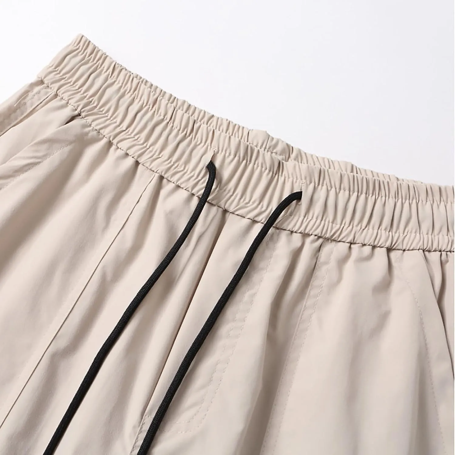 Plus Size Cargo Pants for Men Big and Tall Drawstring Elastic Waist Slacks Baggy Straight Leg Trousers with Pockets