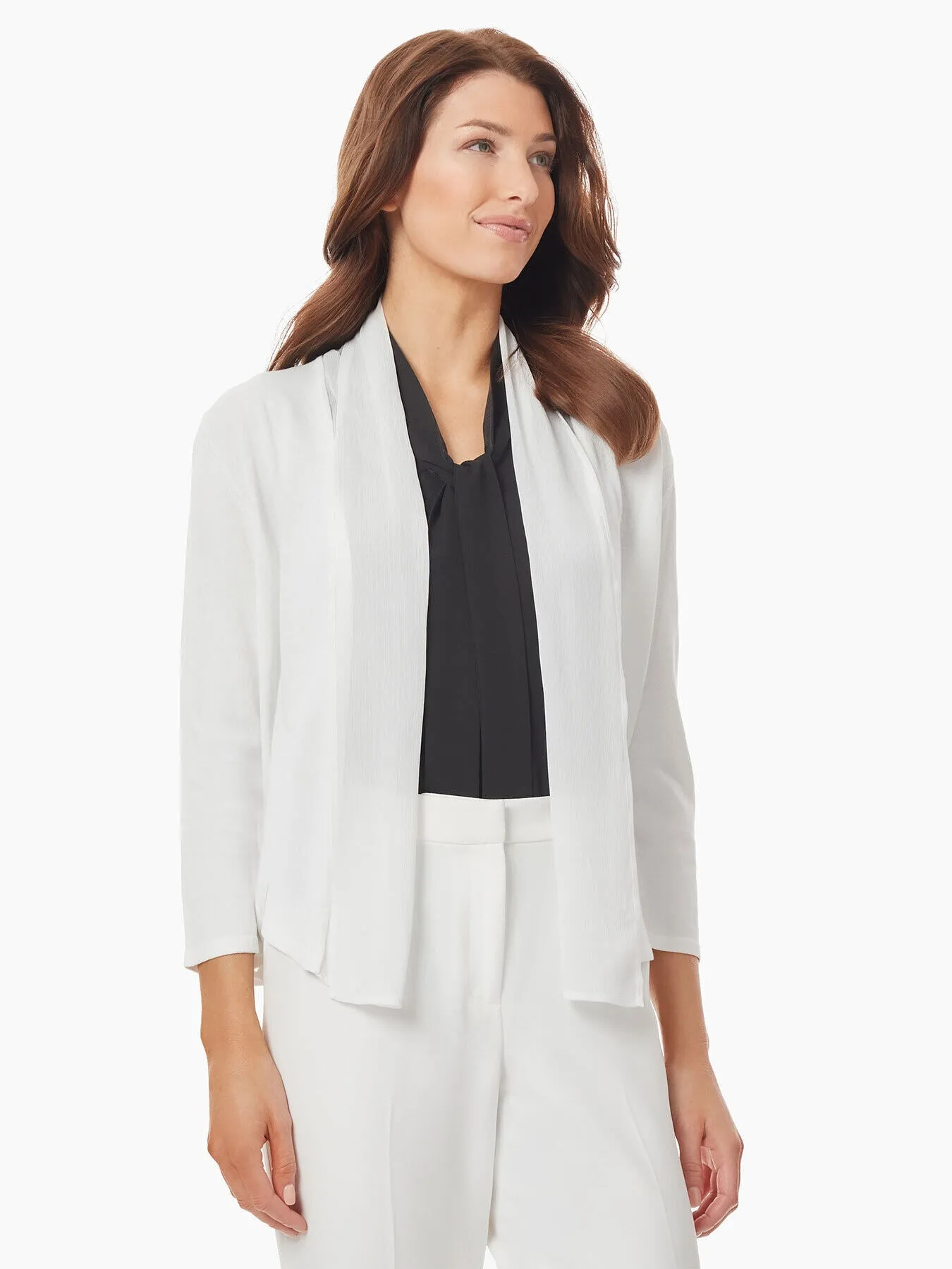 Plus Size Draped Chiffon Open Front Cardigan