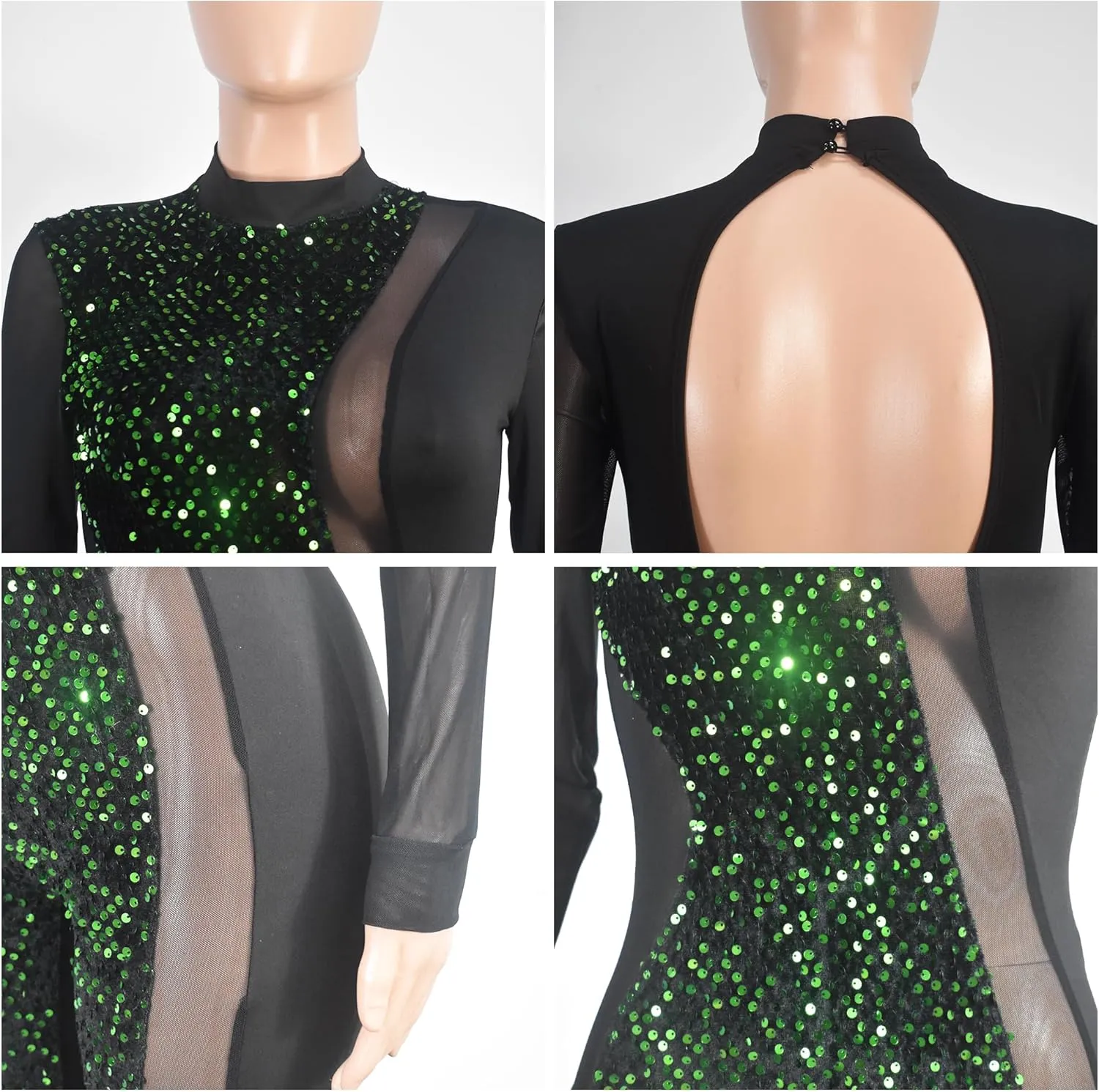 PORRCEY Women Sexy Elegant Sparkly Party Club Night Bodycon Casual Jumpsuits Clubwear Playsuits