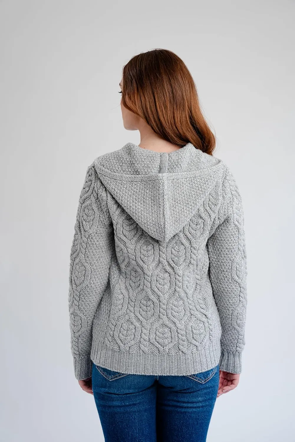 SAOL Womens Hooded Zip Cardigan  Pure Merino Wool Irish Sweater  Warm & Breathable Outer Layer