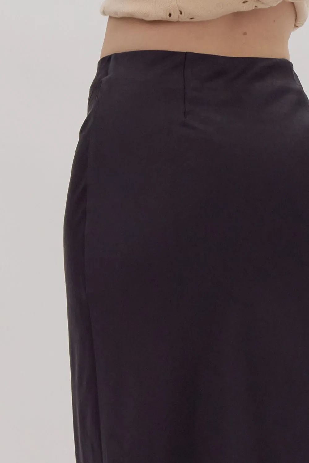 Satin High Waisted Midi Skirt