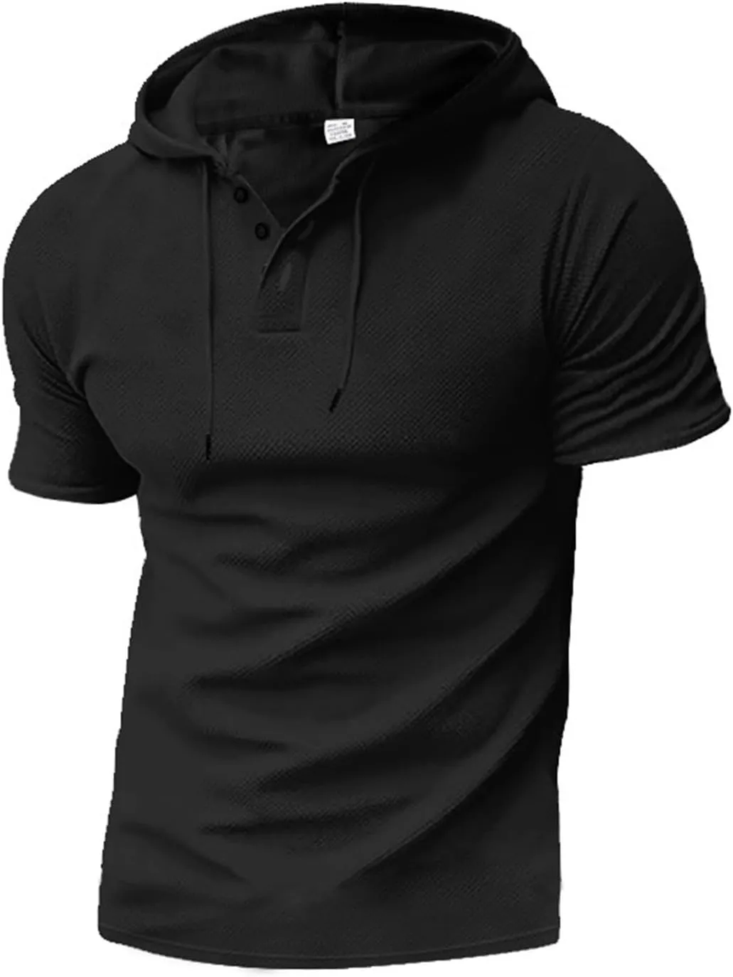 Short Sleeve Hoodie Men Workout Casual Loose Fit Gym Pullover Tshirts Button Up Summer Lightweight Training Work Tees