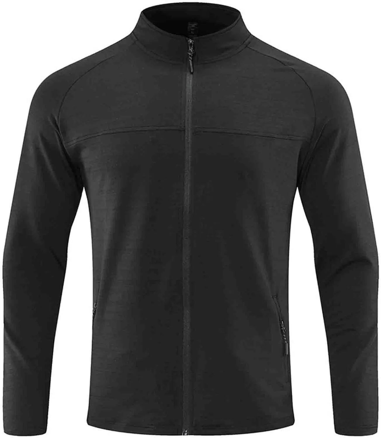 Sinzelimin Men's Quick-dry Shirts Jacket Sports Fitness Coat Breathable Full Zipper Stand Collar Long Sleeve Cardigan Outwear