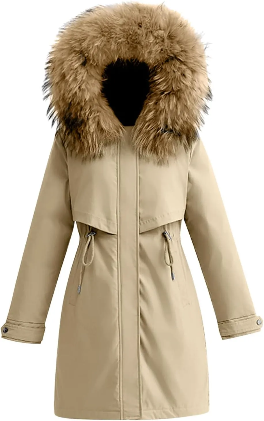 Ski Jackets for Women Winter Down Coats with Hood Tunic Drawstring Thicken Puffer Parkas Mid Long Jacket Anoraks