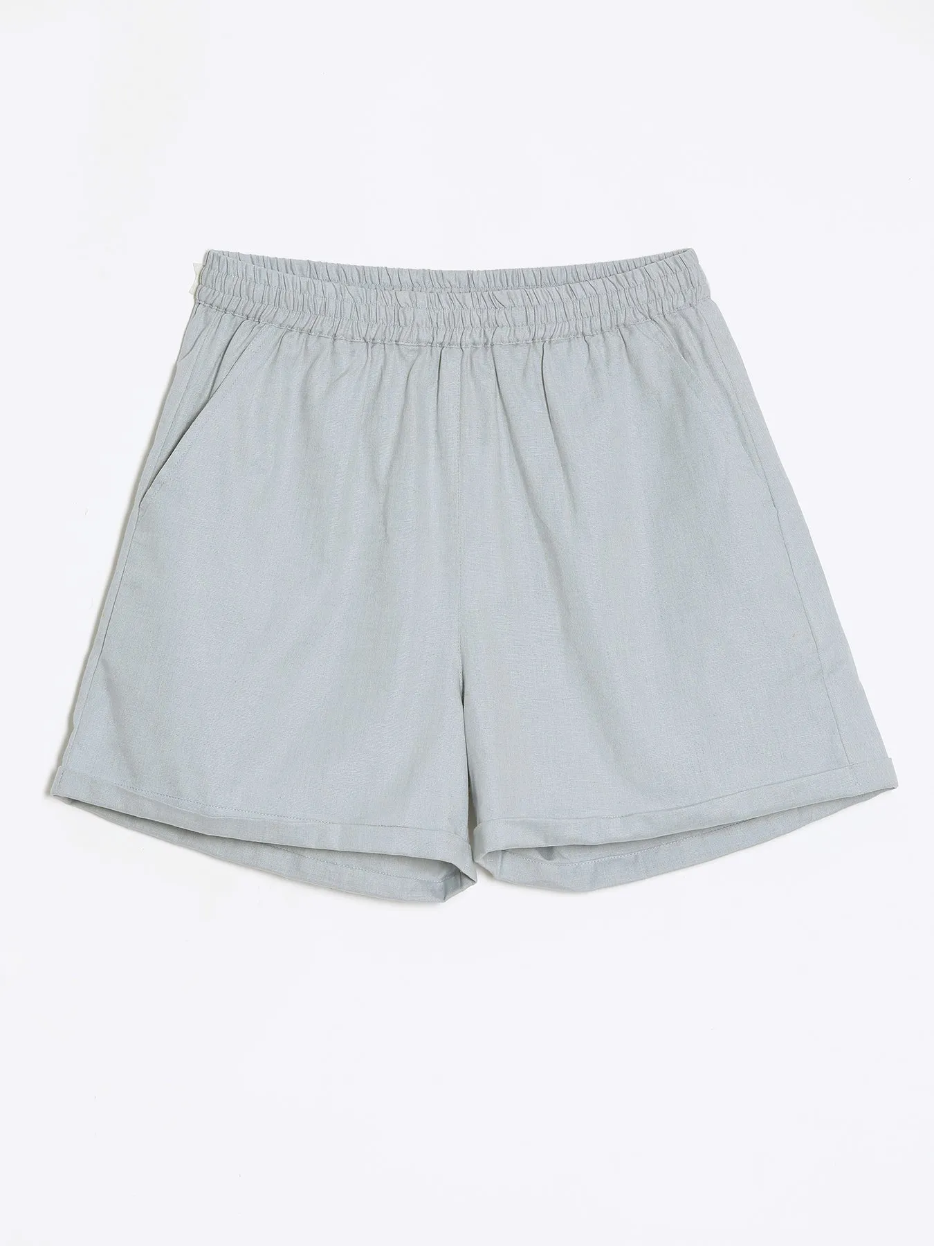 Sky Blue Airy-Linen Shorts