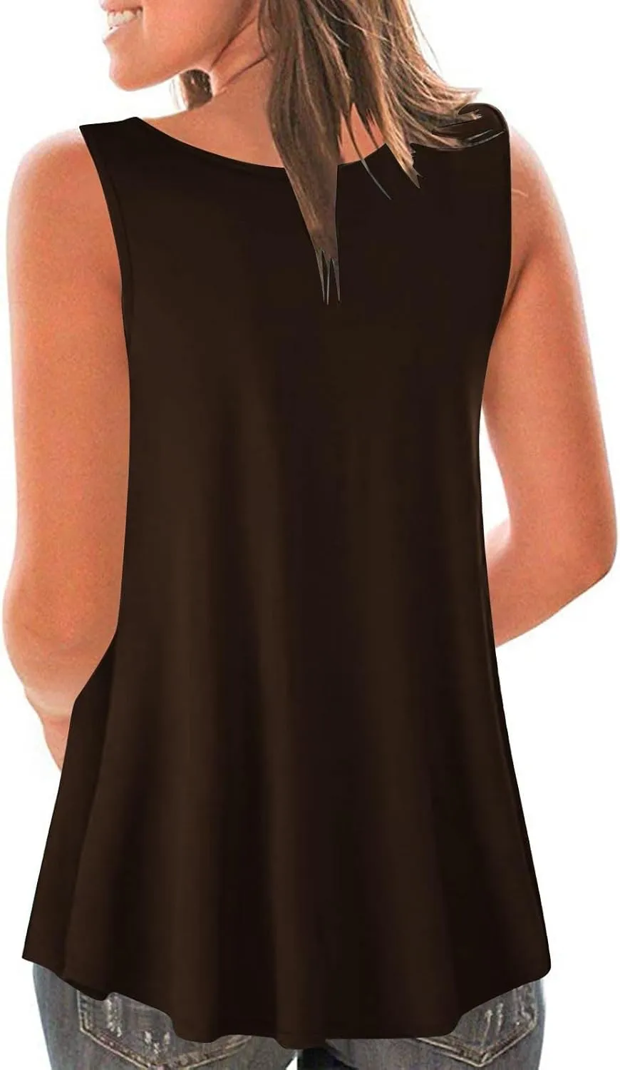 Summer Tank Tops for Women Loose 2025 Trendy Solid Round Neck Pleated Casual Sleeveless Shirt Vacation Summer Tank