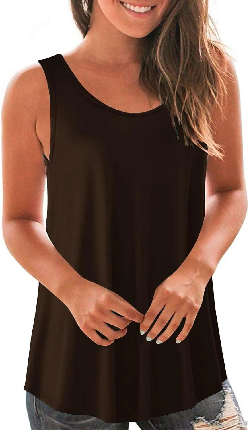 Summer Tank Tops for Women Loose 2025 Trendy Solid Round Neck Pleated Casual Sleeveless Shirt Vacation Summer Tank