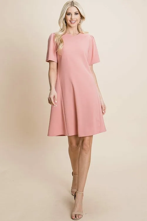 V-Neck Short Sleeve Flowy Mini Shift Dress